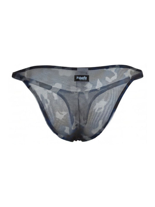 Colorful Pikante Hexa Bikini underwear by CITYBOYZ★USA, featuring a multi-colored geometric design, shown on a model.