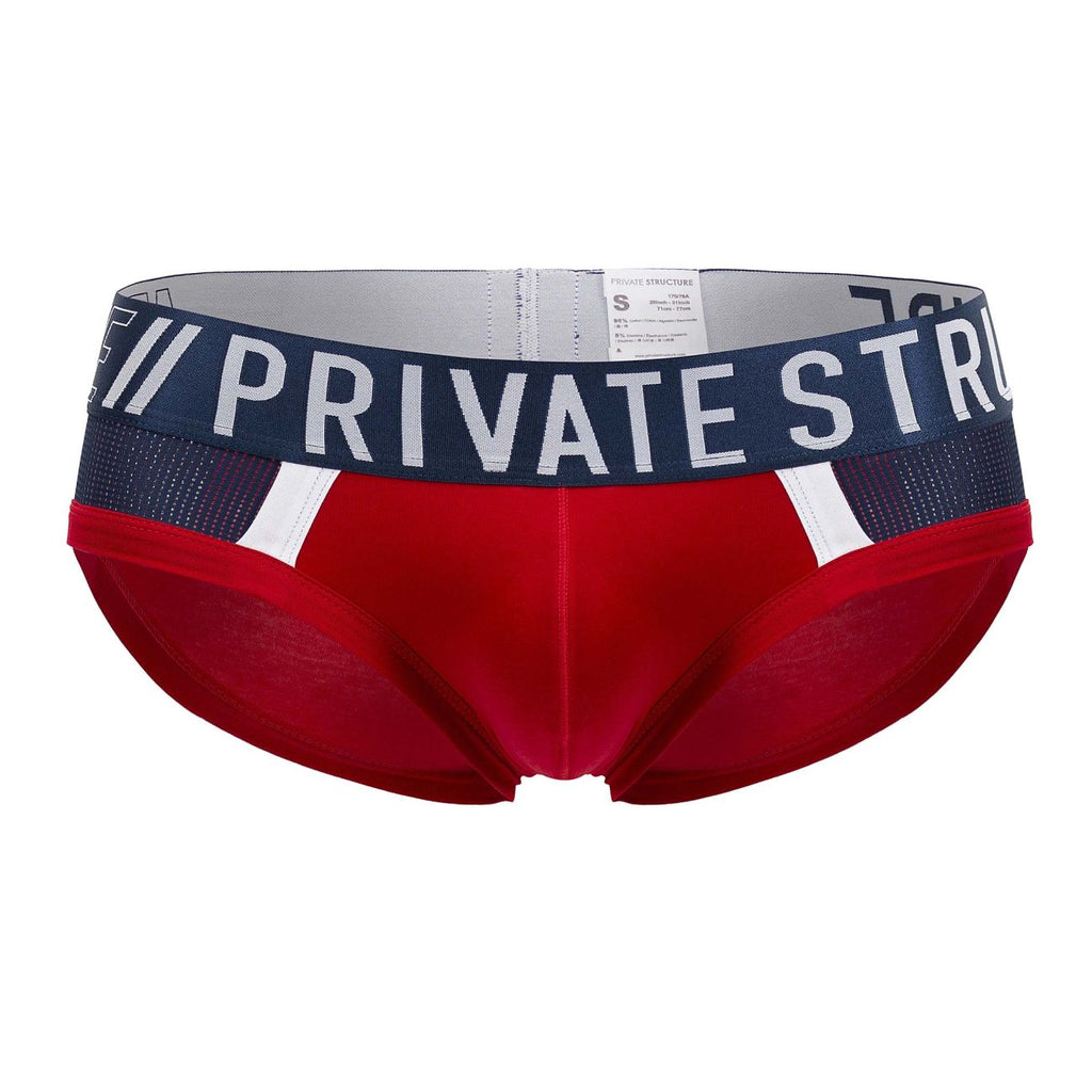 Red Falcon Private Structure Mini Brief by CITYBOYZ★USA, showcasing a snug fit and sleek design in a close-up image.