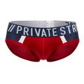 Red Falcon Private Structure Mini Brief by CITYBOYZ★USA, showcasing a snug fit and sleek design in a close-up image.