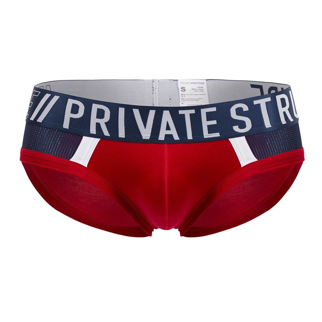 Red Falcon Private Structure Mini Brief by CITYBOYZ★USA, showcasing a snug fit and sleek design in a close-up image.