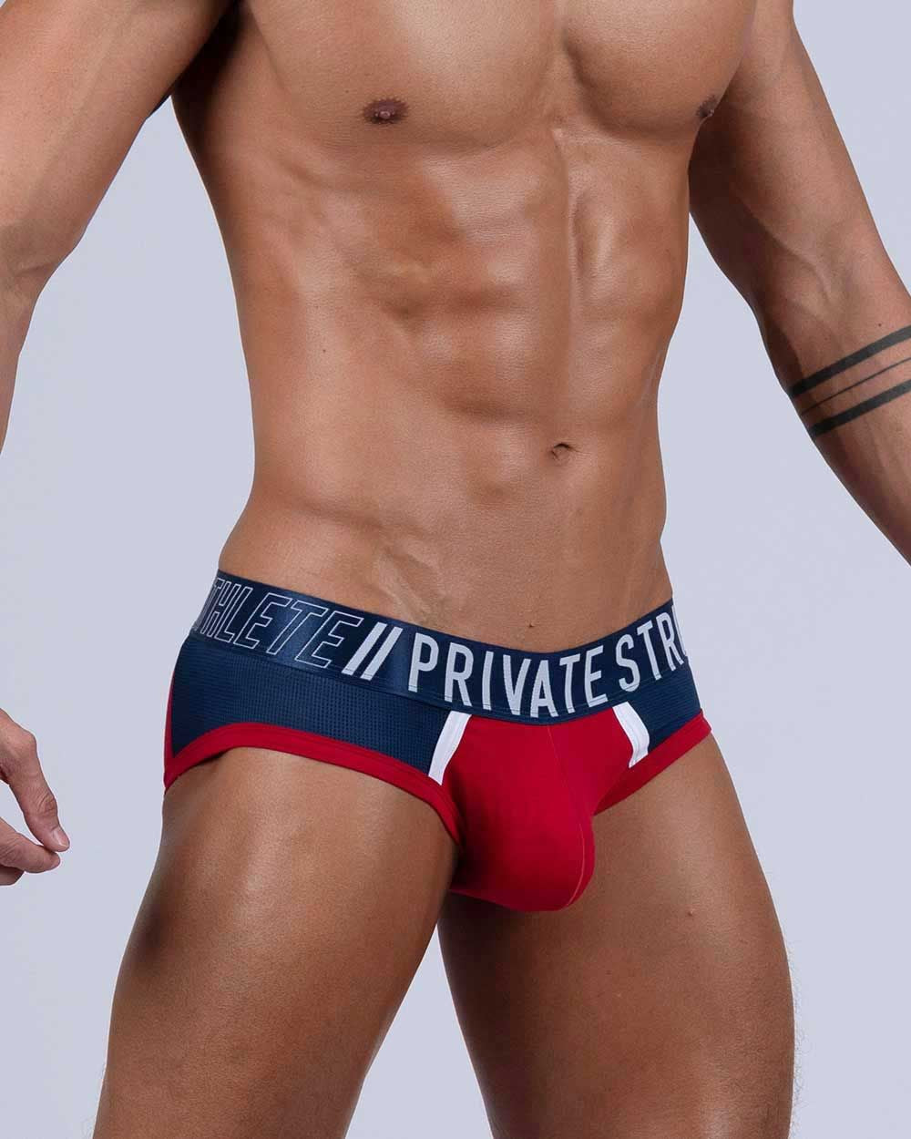 Red Falcon Private Structure Mini Brief by CITYBOYZ USA, showing a sleek, fitted men's underwear with a bold design.