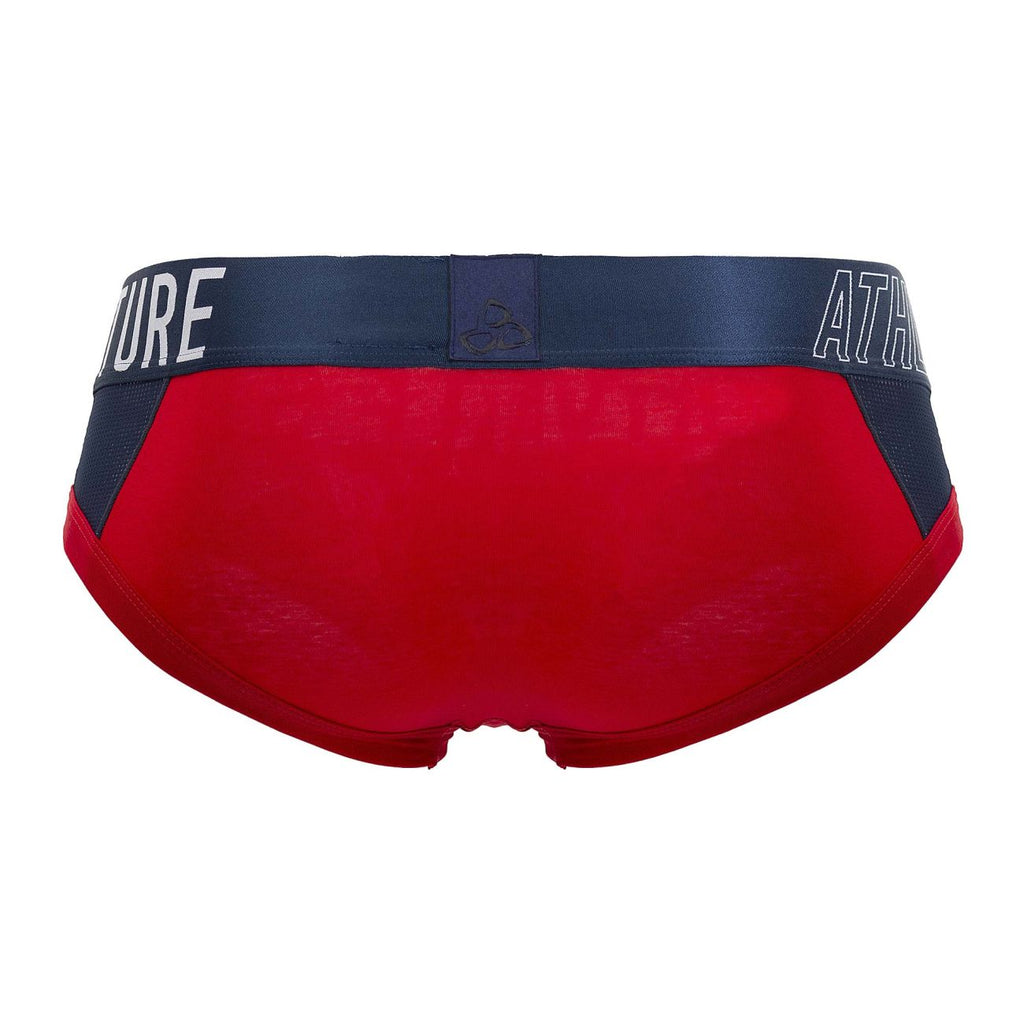 Red Falcon private structure mini brief by CITYBOYZ USA, featuring a snug fit and sleek design, shown on a model.