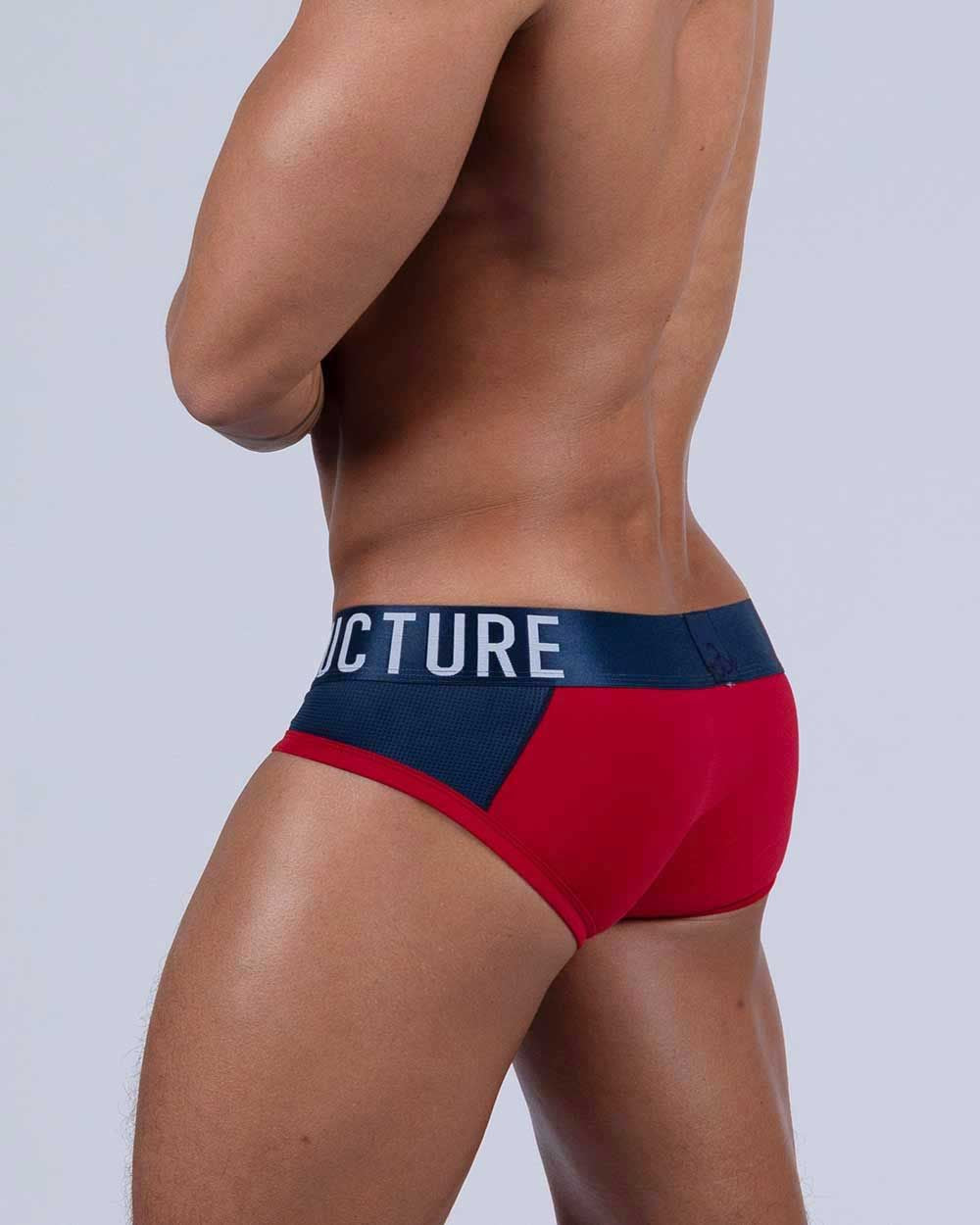 Red Falcon Private Structure Mini Brief by CITYBOYZ USA, featuring sleek design and comfortable fit, shown on a model.