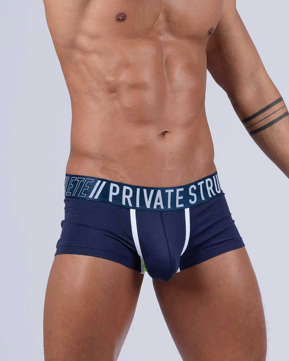 Navy blue Private Structure athlete trunk by CITYBOYZ USA, featuring a comfortable, stretchy fabric and athletic fit.