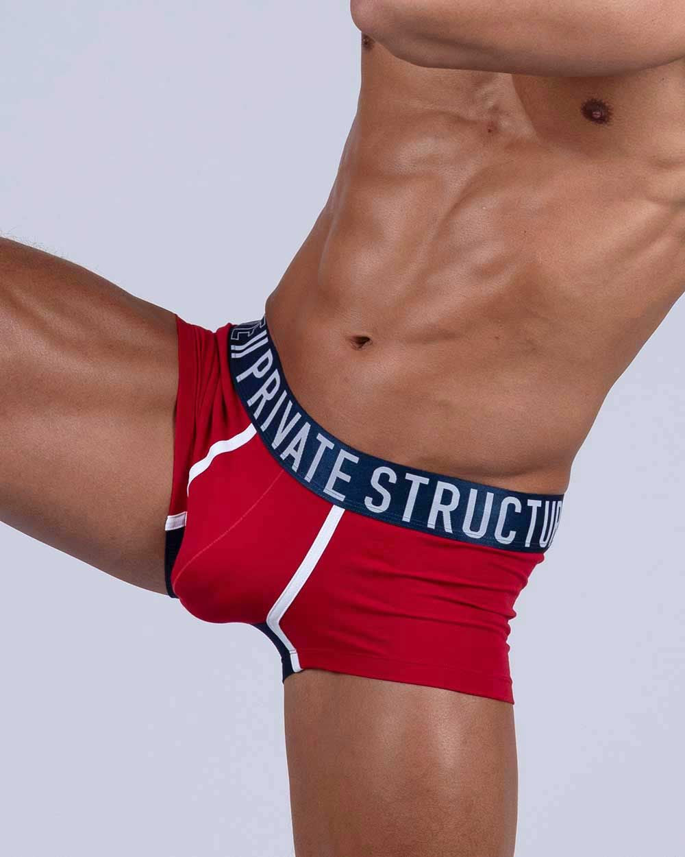 Red falcon private structure athlete trunk by CITYBOYZ USA, featuring a sleek design and comfortable fit.