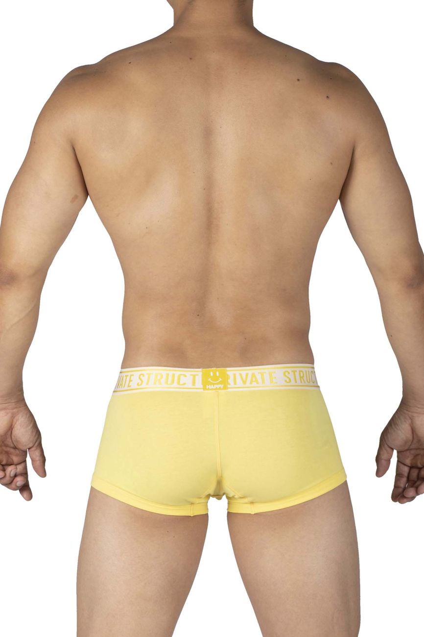 Private Structure mid waist trunks in yellow and blue, featuring a comfortable fit and CITYBOYZ★USA branding, shown in the image