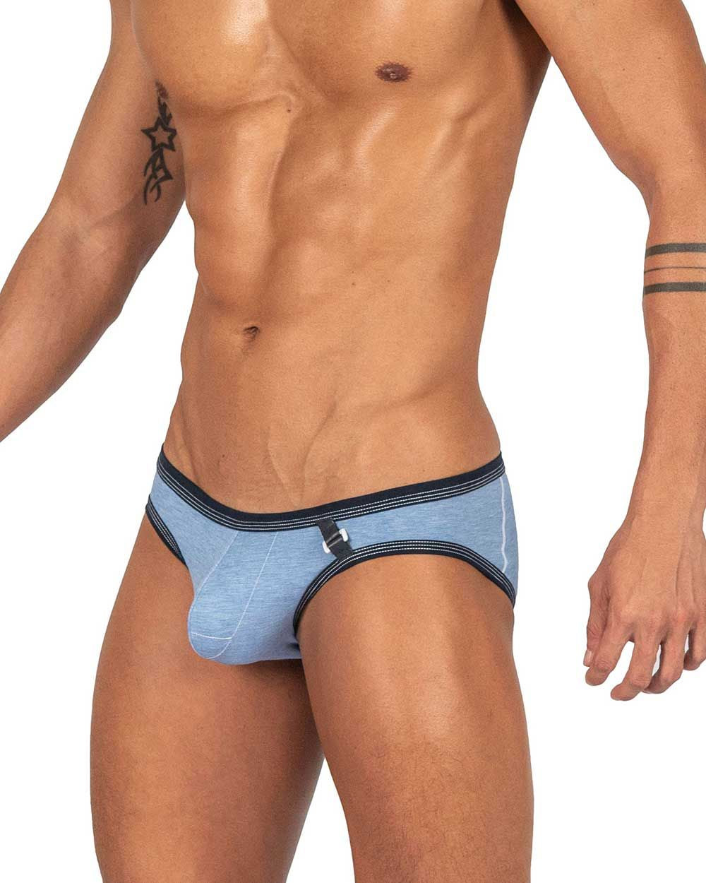 Private Structure Barn Boy low-rise mini brief underwear in denim, featuring a comfortable fit and stylish design from CITYBOYZ★USA.