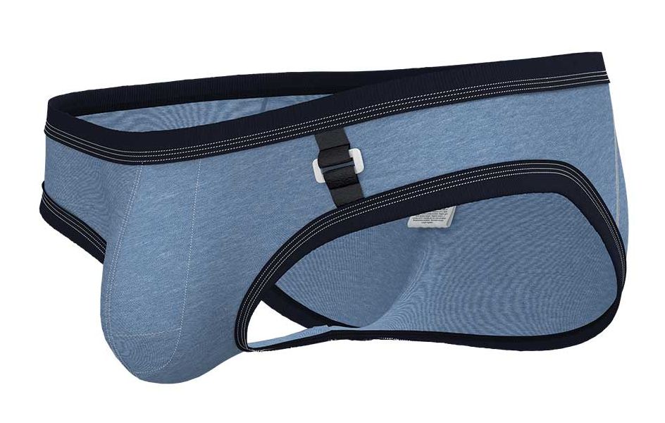 CityBoyz USA denim low rise mini brief underwear featuring a private structure design, shown in the product image.