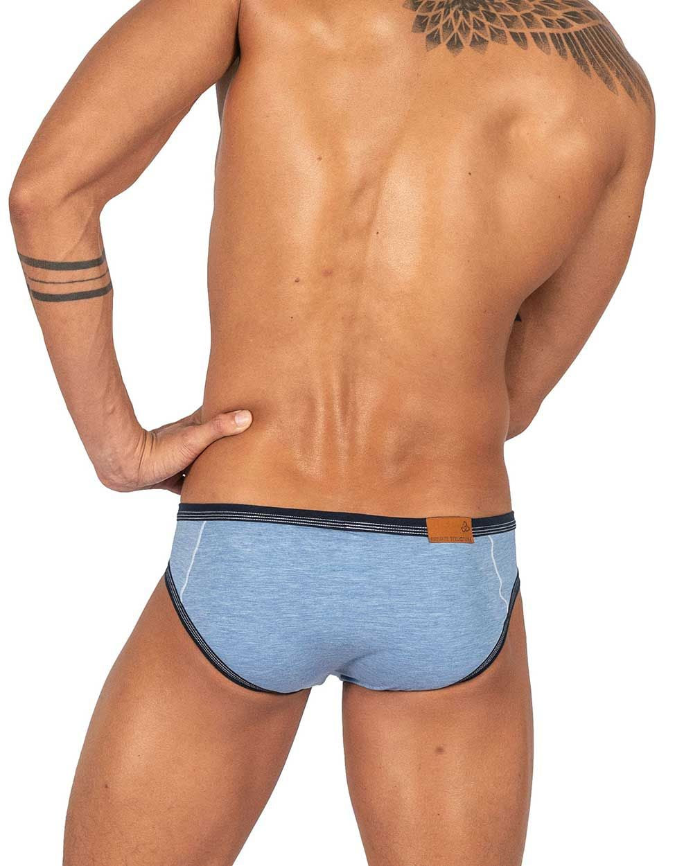 CITYBOYZ USA private structure barn boy low rise mini brief underwear in denim with a snug fit and minimal design.