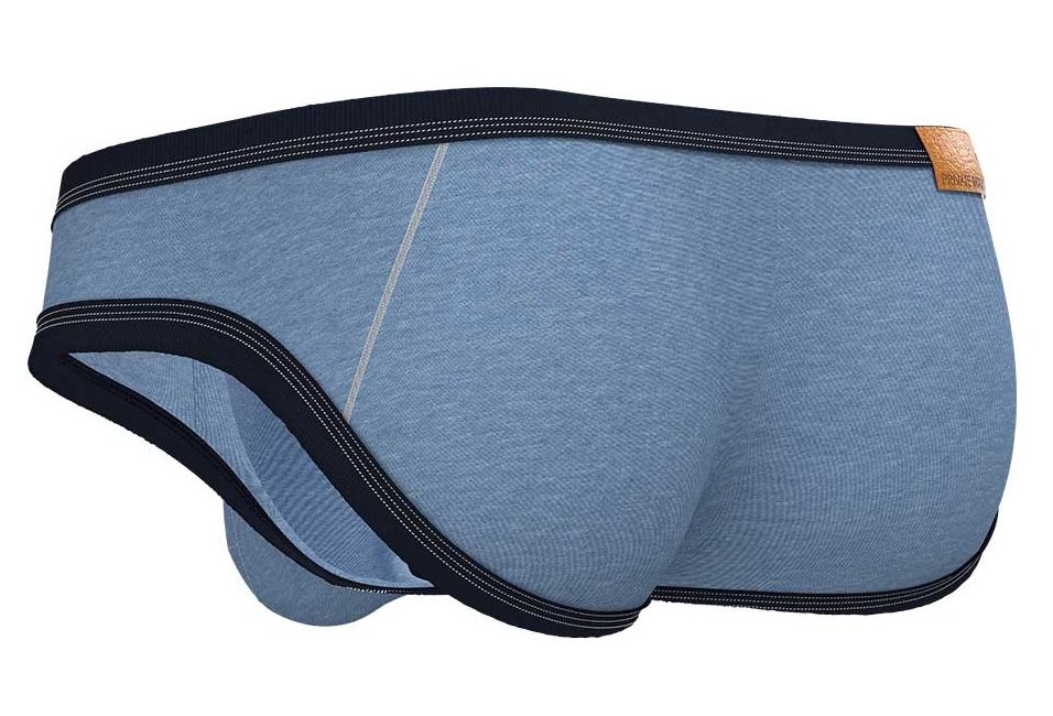CityBOYZ USA Private Structure Barn Boy low rise mini brief underwear in denim fabric, featuring a snug fit and stylish design.
