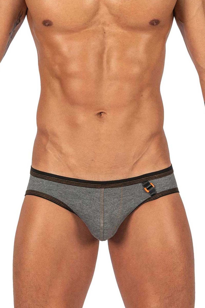 Stone gray low rise mini brief underwear from CITYBOYZ USA, featuring a private structure design and comfortable fit.