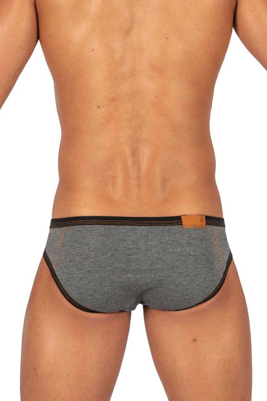 Stone gray private structure barn boy low rise mini brief underwear by CITYBOYZ USA, showing the snug fit and soft fabric.