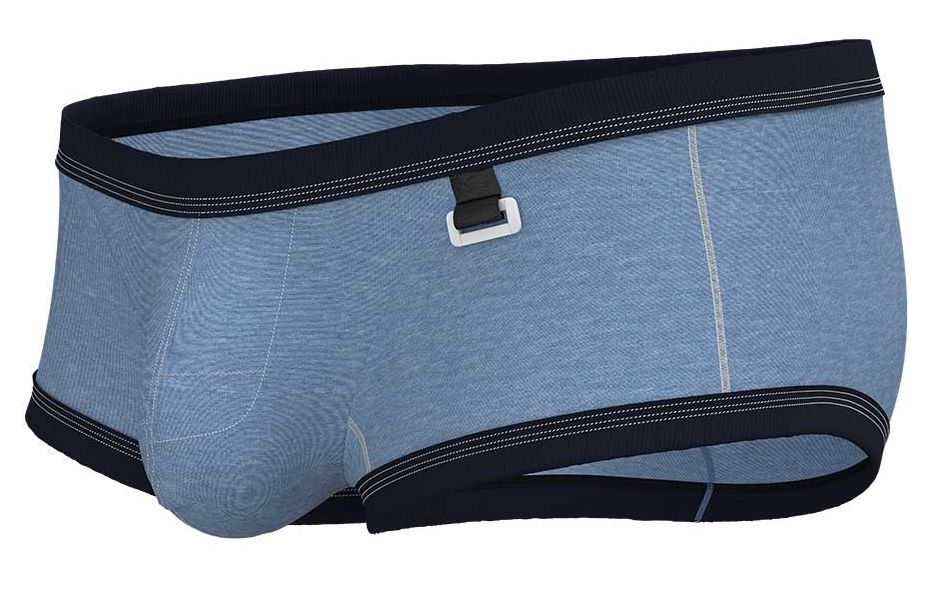 CITYBOYZ★USA Private Structure Barn Boy low rise trunk underwear in denim fabric, showing front view with waistband and stitching details.