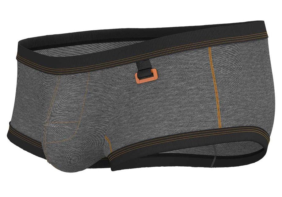 CityBOYZ USA Private Structure Barn Boy low rise trunk underwear in stone gray, showing a close-up of the fitted, comfortable fabric.