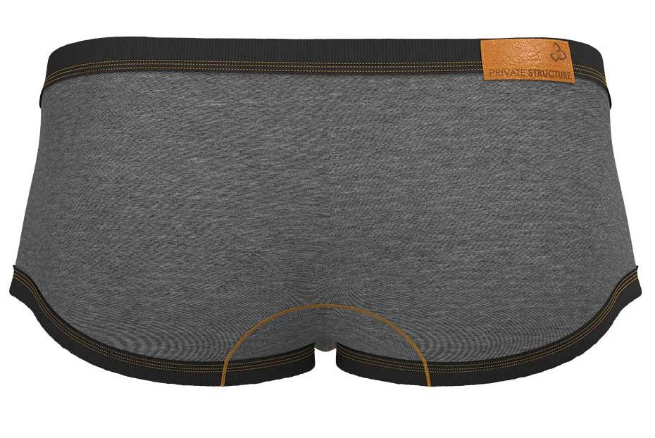 Private Structure Barn Boy low rise trunk underwear in stone gray by CITYBOYZ★USA, showing the snug fit and comfortable waistband.