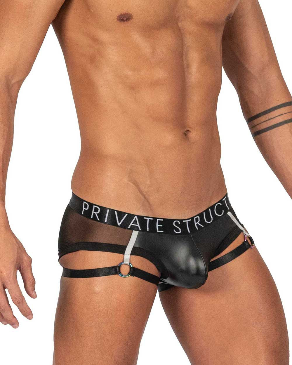 Black Private Structure Alpha low waist boxer briefs by CITYBOYZ USA, featuring a comfortable fit and sleek design.