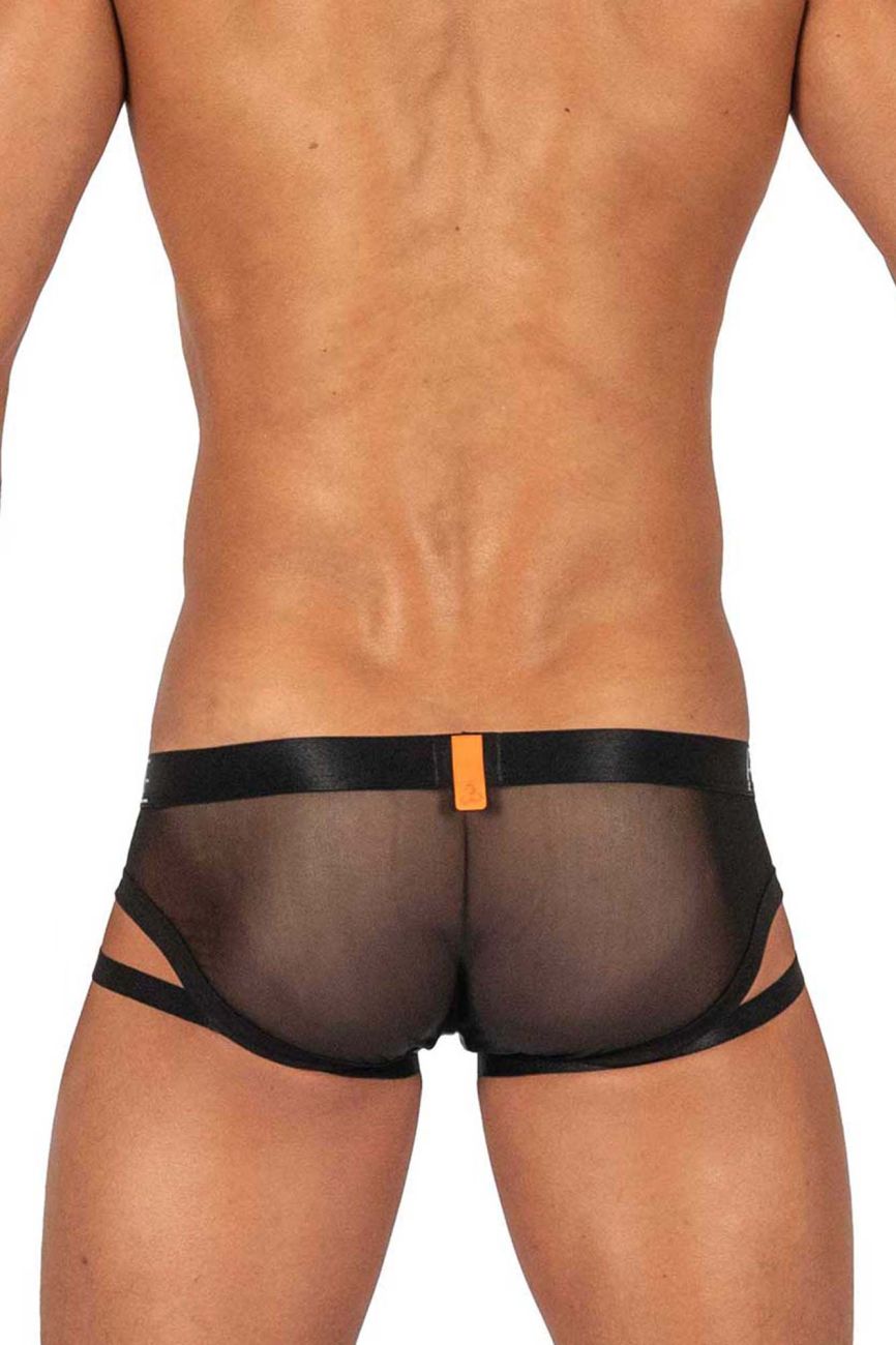Black Private Structure Alpha Low Waist Garter boxer briefs by CITYBOYZ USA, featuring a sleek design and comfortable fit.