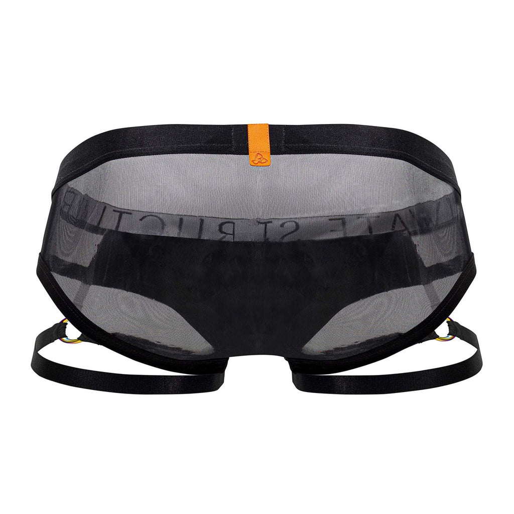 Black Private Structure Alpha low waist boxer brief by CITYBOYZ★USA, shown on a model emphasizing the comfortable fit and sleek design.