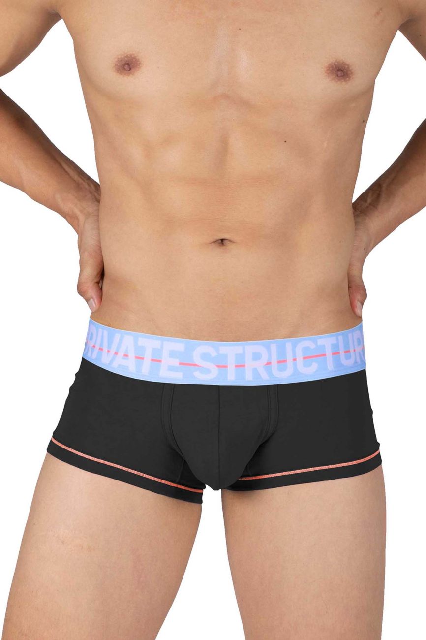 Black CITYBOYZ USA Private Structure Mo Lite mid-waist boxer briefs featuring a comfortable fit and sleek design.