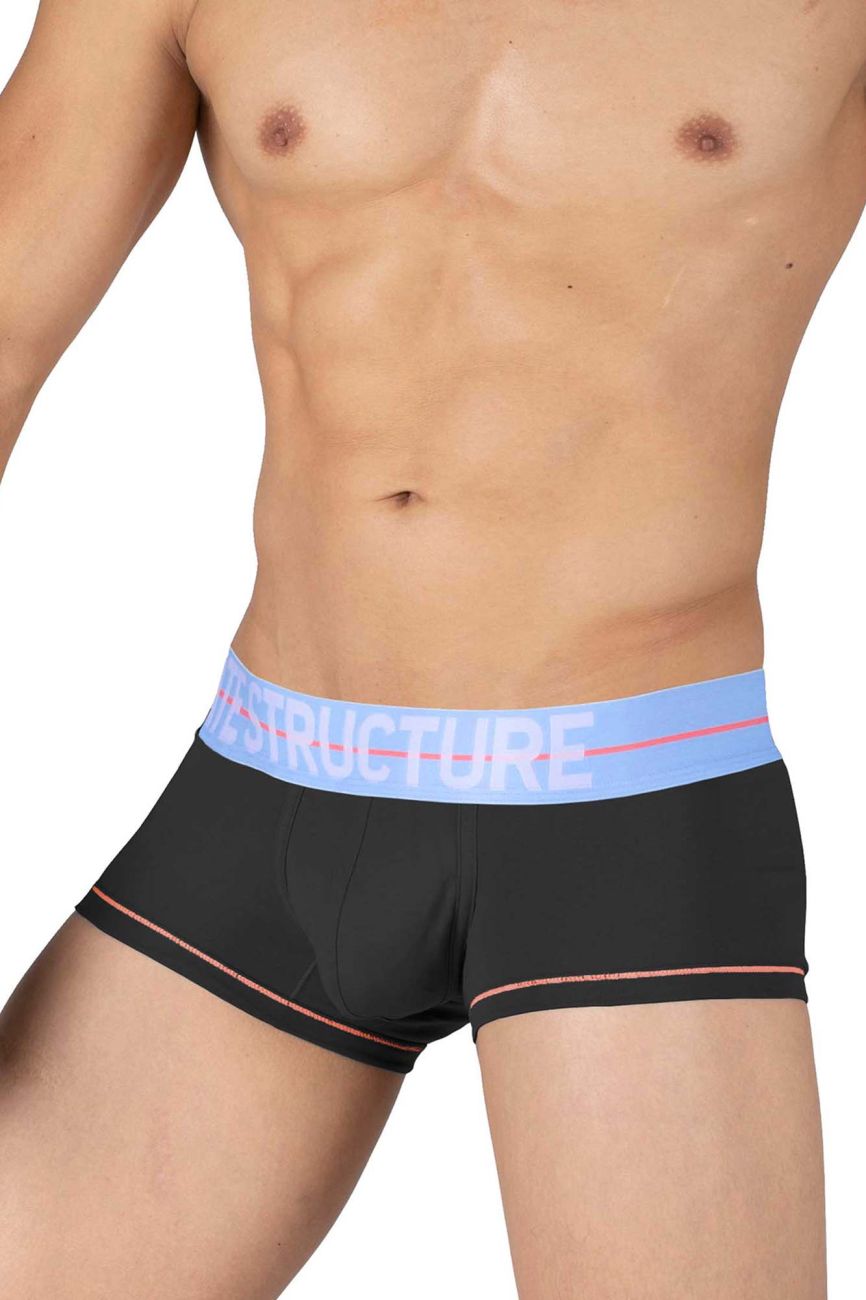 Black Private Structure Mo Lite mid-waist boxer briefs by CITYBOYZ★USA, shown on a model.