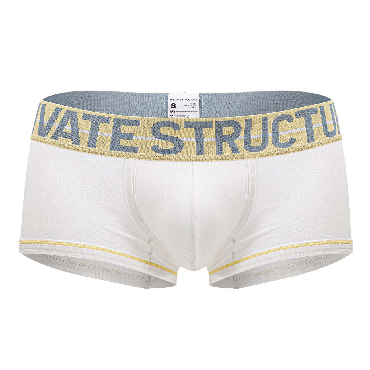 White Private Structure Mo Lite mid-waist boxer briefs by CITYBOYZ★USA, showing the comfortable fit and soft fabric.