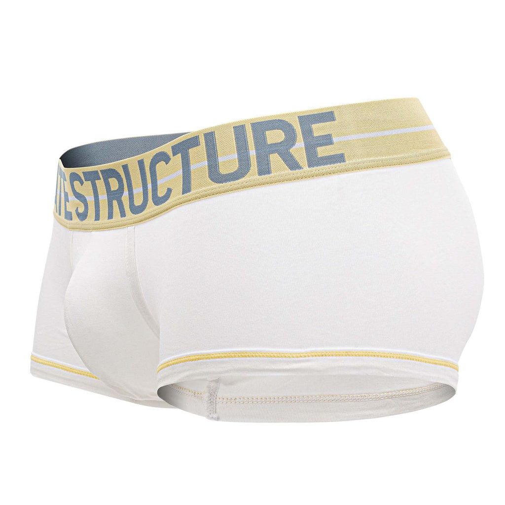 White Private Structure Mo Lite mid waist boxer briefs by CITYBOYZ★USA, showing the snug fit and soft fabric.
