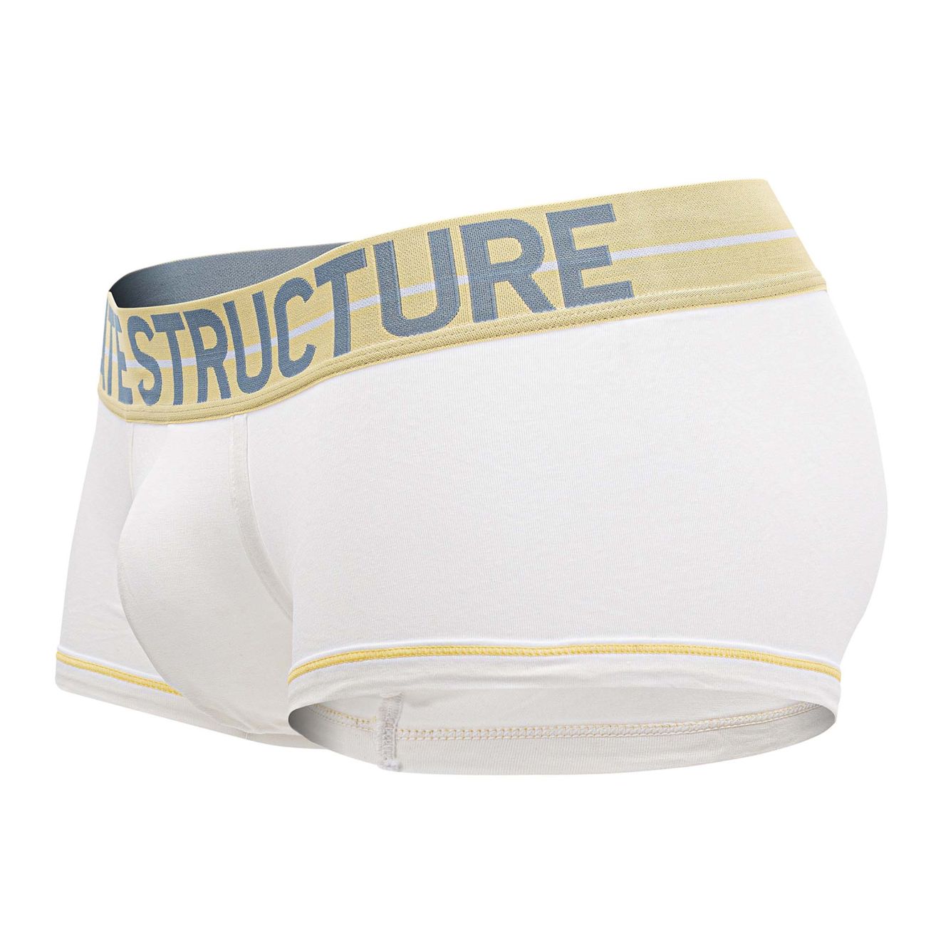 White Private Structure Mo Lite mid waist boxer briefs by CITYBOYZ★USA, showing the snug fit and soft fabric.