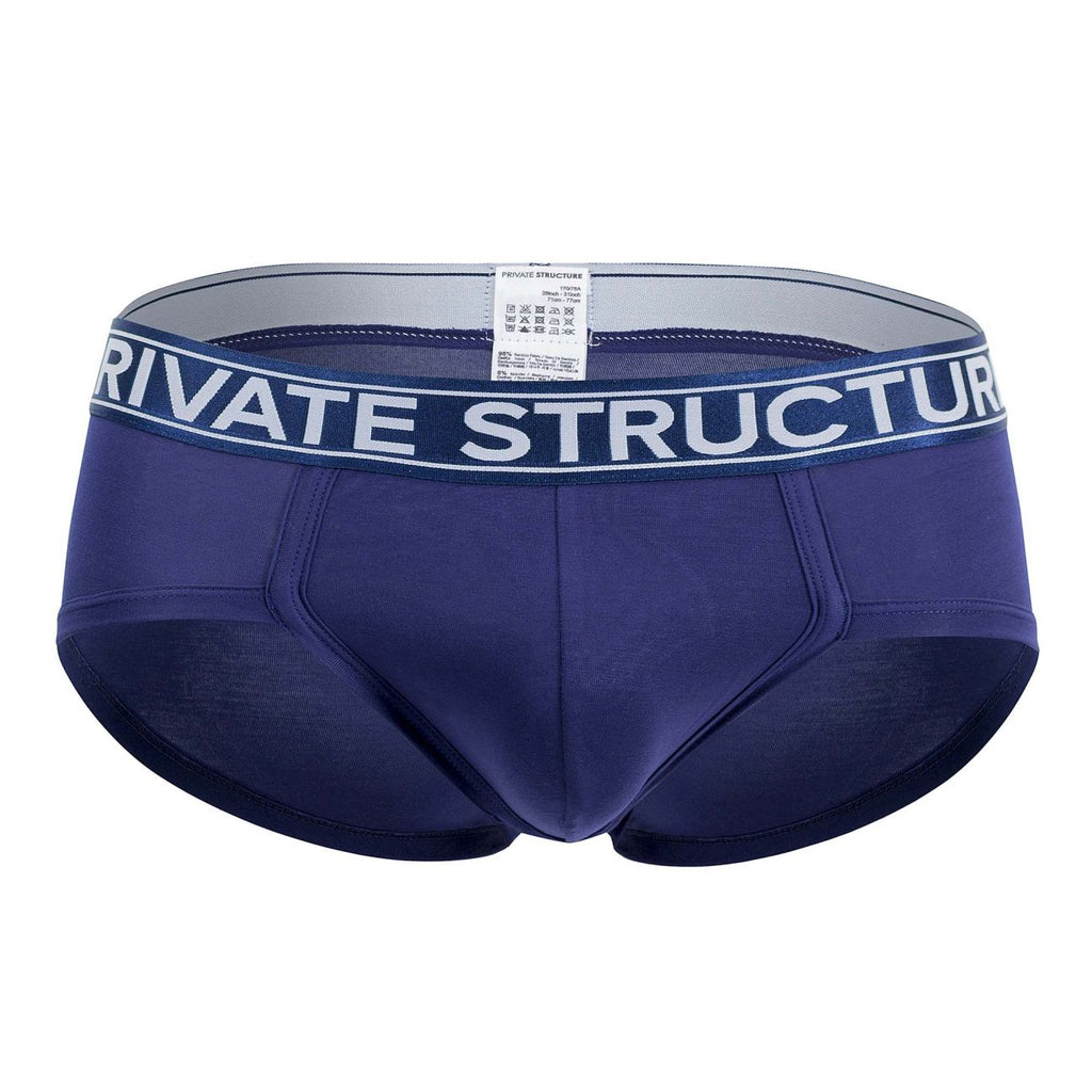 Private Structure Platinum Bamboo Brief in midnight navy, men's underwear by CITYBOYZ★USA, featuring a comfortable fit and soft bamboo fabric.