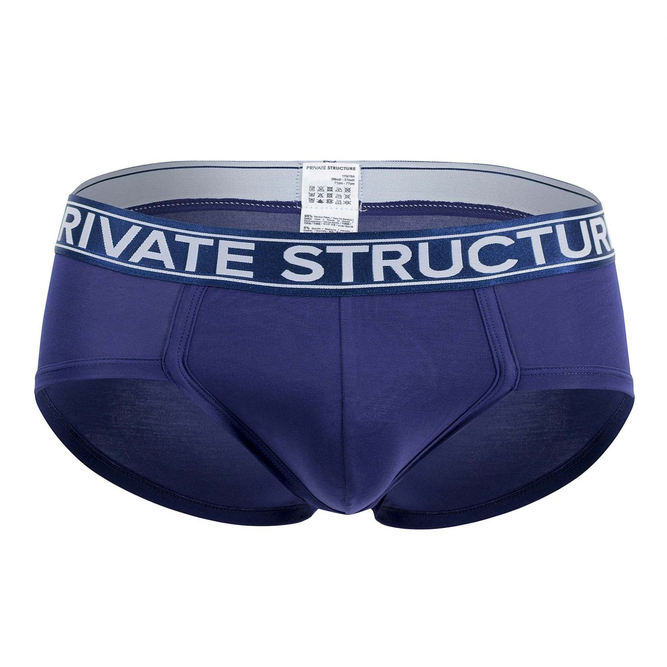 Private Structure Platinum Bamboo Brief in midnight navy, men's underwear by CITYBOYZ★USA, featuring a comfortable fit and soft bamboo fabric.