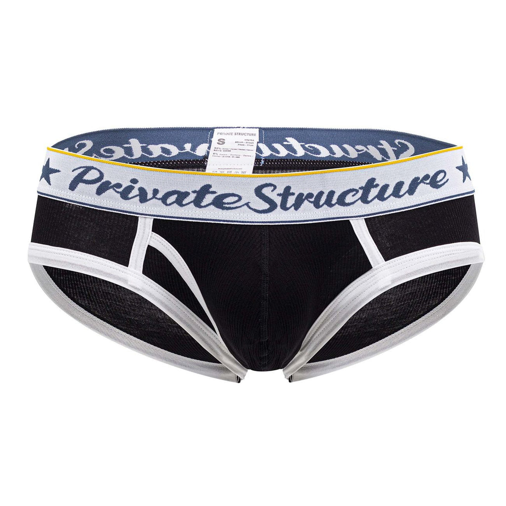 Black CITYBOYZ★USA Private Structure classic mid waist mini brief underwear on a model, showcasing the comfortable fit and sleek design.