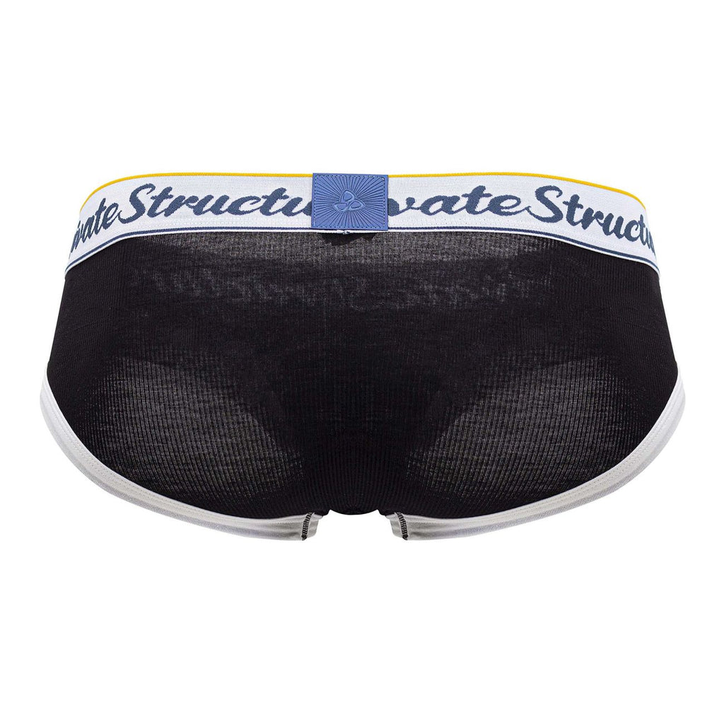 Black Private Structure Classic Mid Waist Mini Brief underwear by CITYBOYZ USA, showing the sleek fit and smooth fabric.