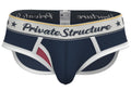 Navy private structure classic mid-waist mini briefs underwear by CITYBOYZ USA, styled with a comfortable fit and smooth fabric.