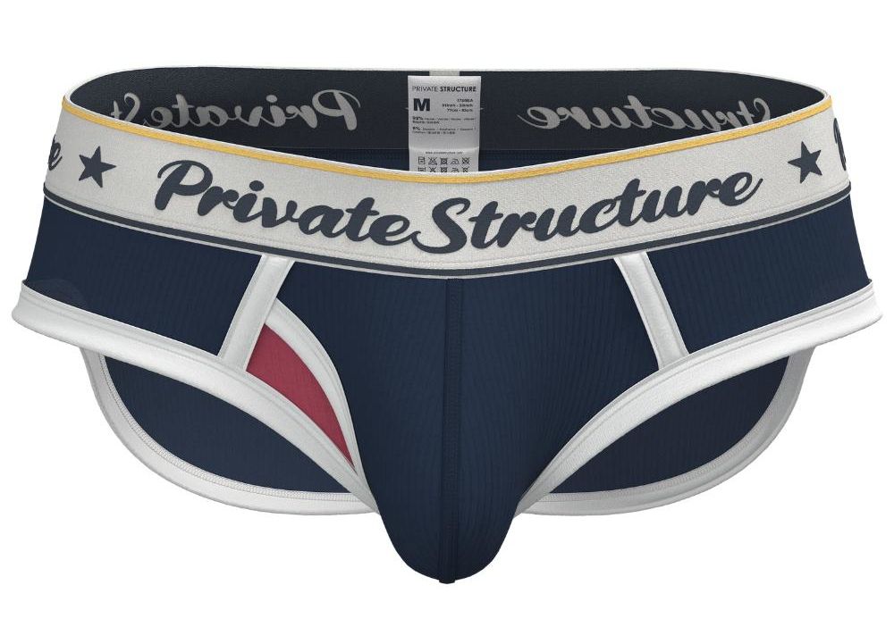 Navy private structure classic mid-waist mini briefs underwear by CITYBOYZ USA, styled with a comfortable fit and smooth fabric.