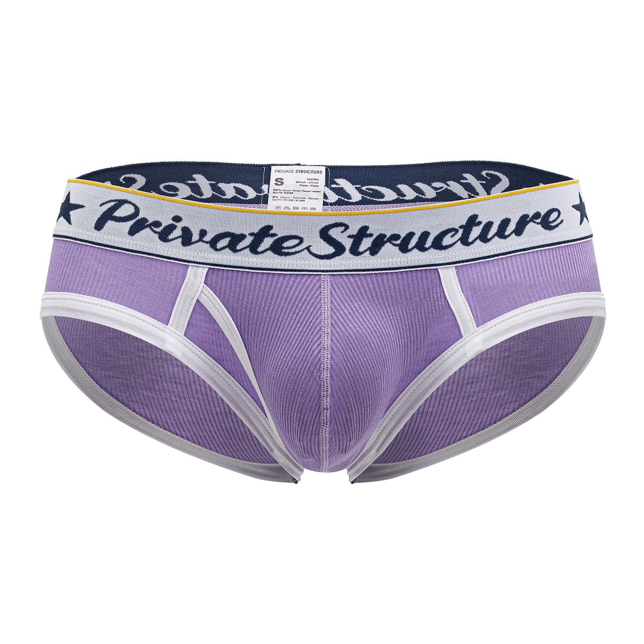 Purple Private Structure Classic Mid Waist Mini Brief underwear by CITYBOYZ USA, showcasing the snug fit and soft fabric.