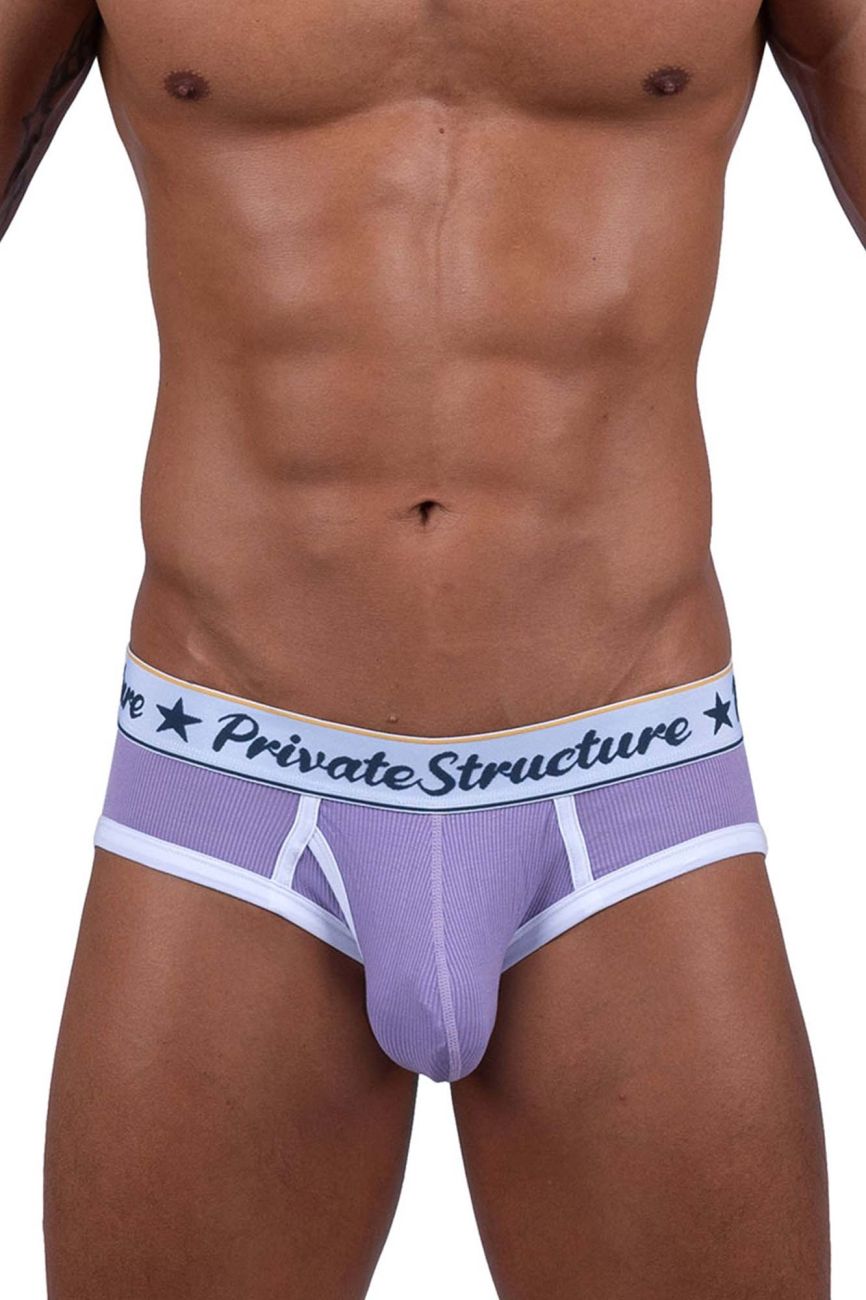 Purple Private Structure Classic Mid Waist Mini Brief underwear by CITYBOYZ★USA, showcasing the comfortable fit and soft fabric.