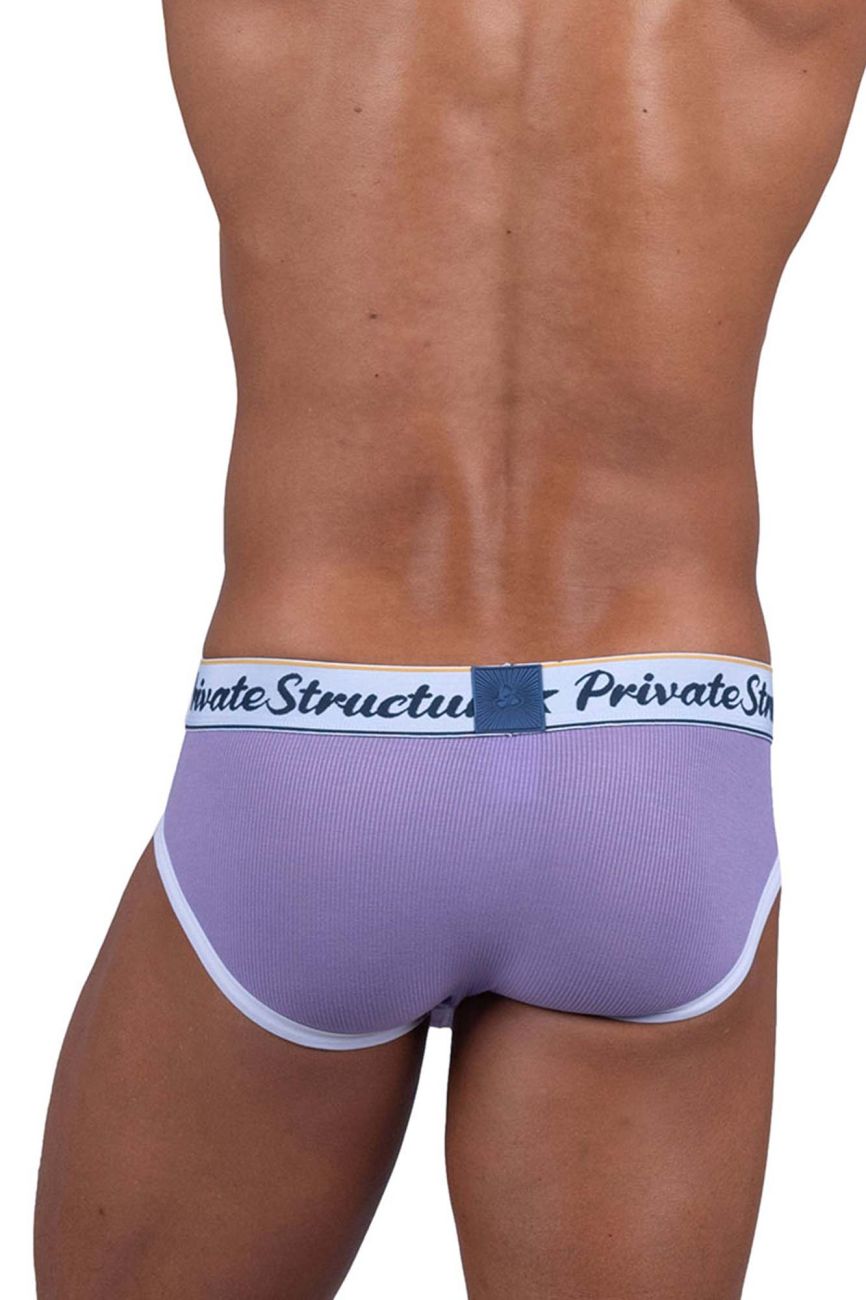 Purple Private Structure Classic Mid Waist Mini Brief underwear by CITYBOYZ★USA, shown on a model.