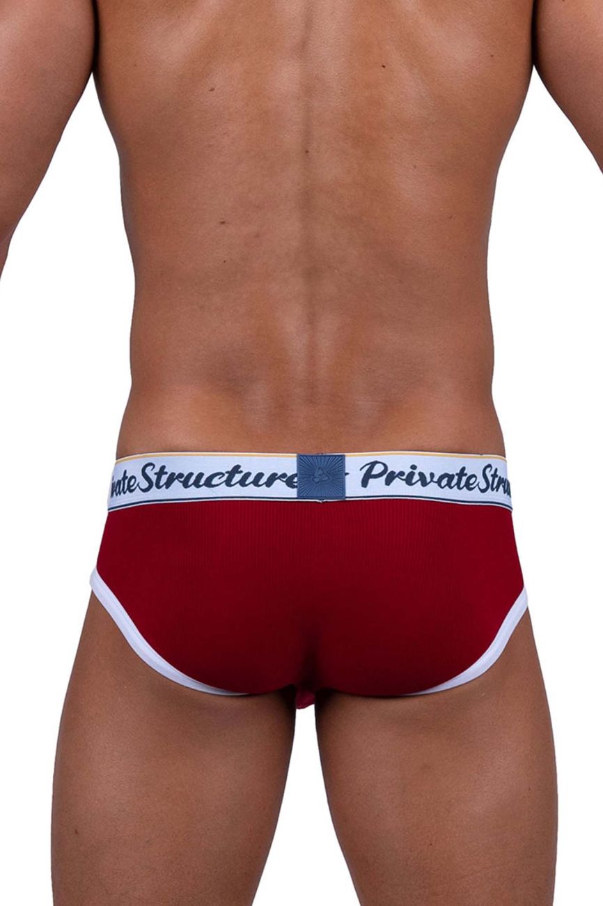 Red Private Structure Classic Mid Waist Mini Brief underwear by CITYBOYZ USA, showing smooth fabric and comfortable fit.