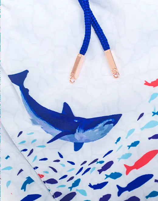 CityBOYZ USA 2Eros Seascape swim shorts with vibrant ocean-inspired print, lightweight fabric, and comfortable fit for beach or pool.
