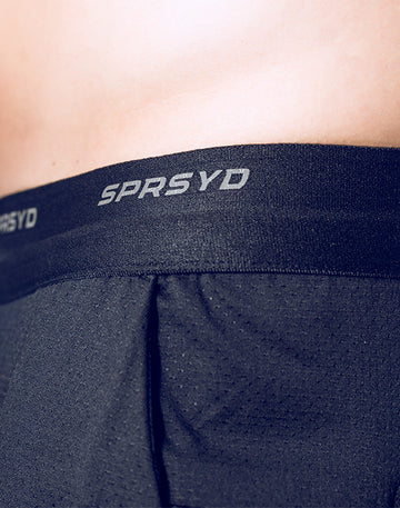 CITYBOYZ★USA Supawear SPR Racer Short athletic shorts, lightweight fabric, fitted design, navy blue color, front and side views
