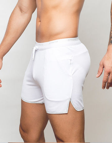 CITYBOYZ★USA Supawear SPR Racer Short athletic shorts in black with white logo, lightweight and breathable for active wear.