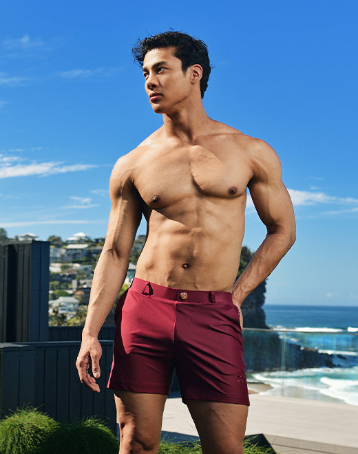 Light blue CITYBOYZ★USA 2Eros Bondi Shorts displayed on a hanger, casual denim style with a relaxed fit.