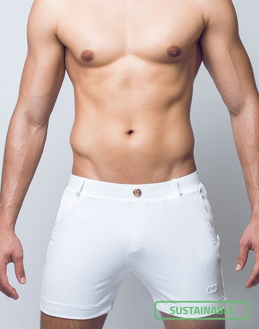 White 2Eros Bondi shorts by CITYBOYZ★USA featuring a casual fit and stylish design, perfect for summer wear.
