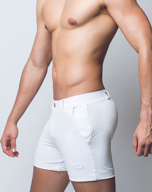 White 2Eros Bondi Shorts by CITYBOYZ USA, casual men's shorts with a relaxed fit and stylish design.