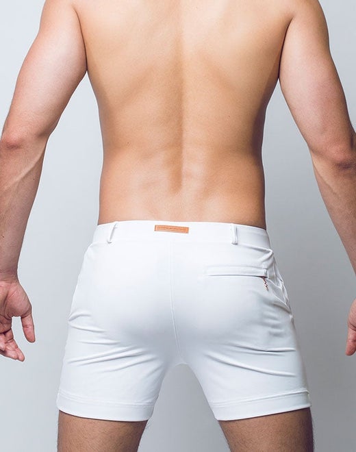 White 2Eros Bondi Shorts by CITYBOYZ★USA, casual men's shorts with a relaxed fit and stylish design.