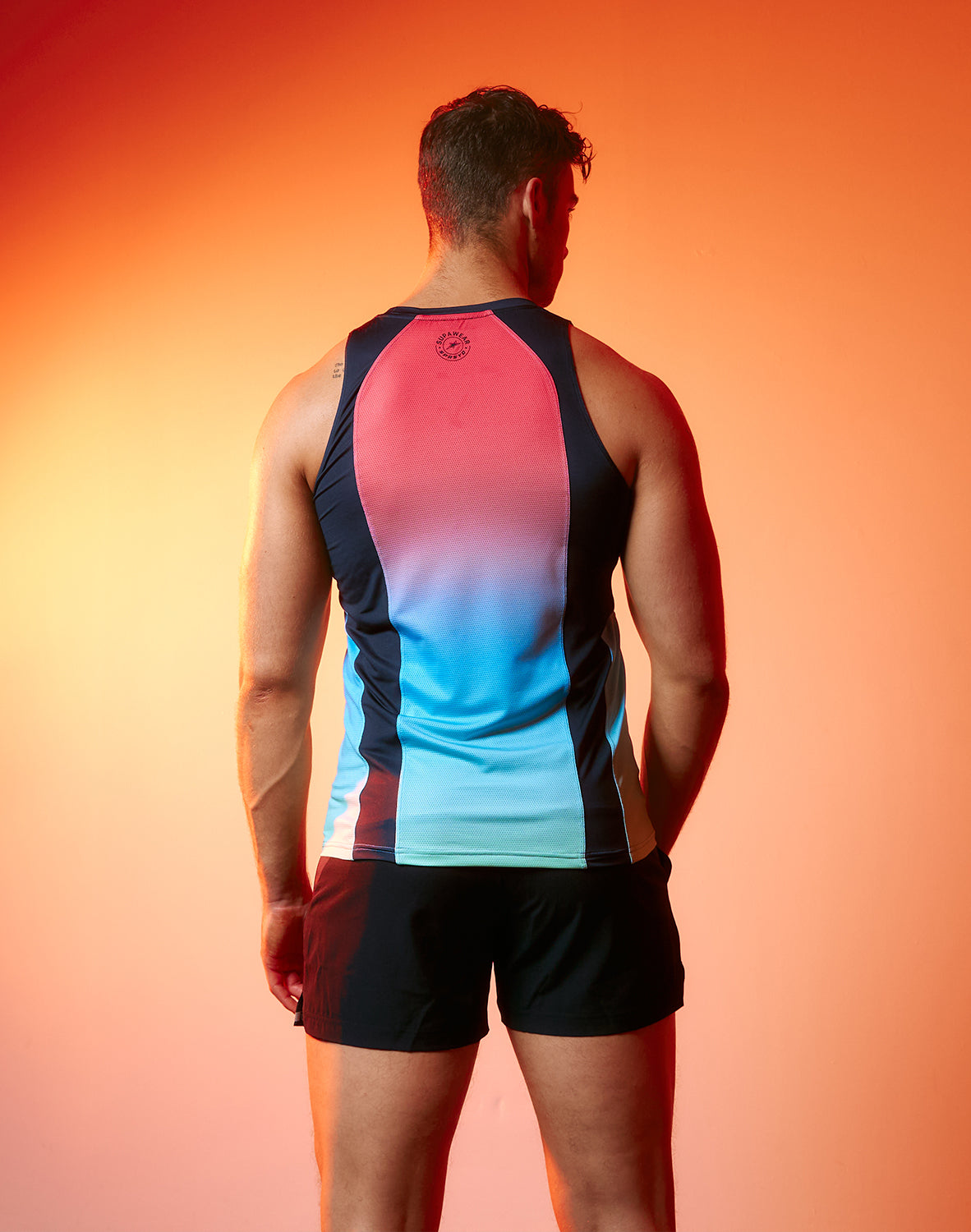 CITYBOYZ★USA Supawear SPR Performance gradient tank top with vibrant colors and sleeveless design, perfect for active wear.