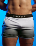 Black Supawear SPR Performance Shorts by CITYBOYZ★USA featuring a gradient design for athletic wear.