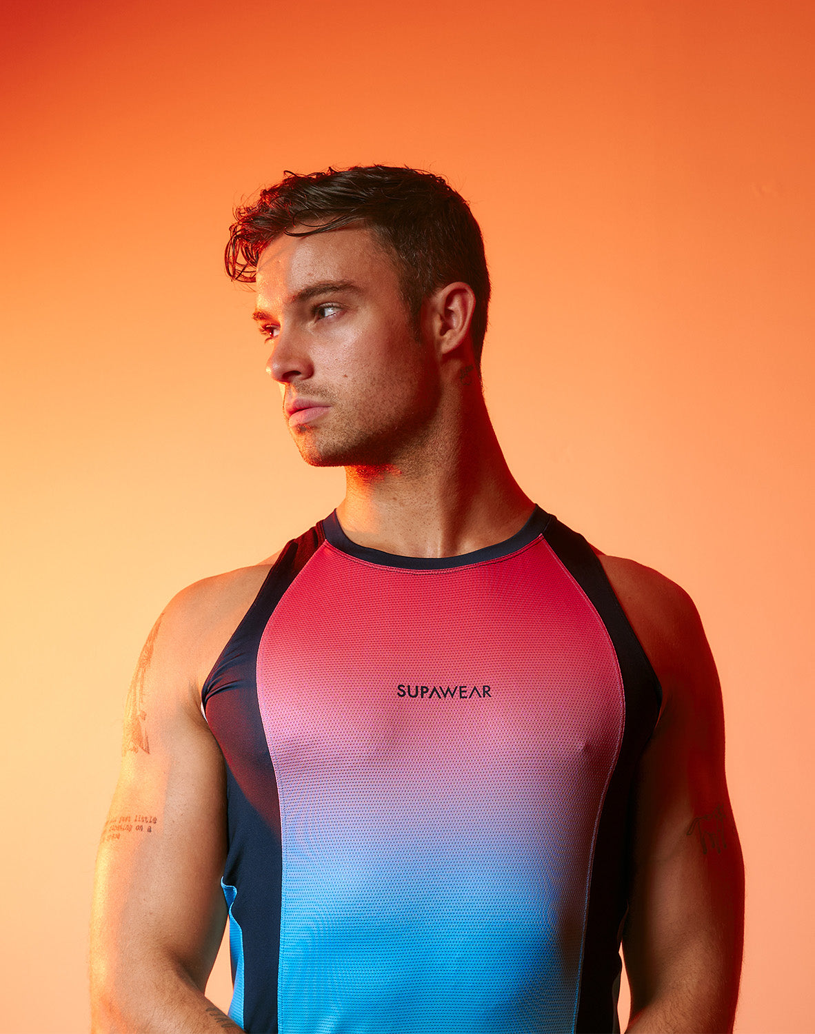 Supawear SPR Performance Gradient Tank Top by CITYBOYZ★USA featuring rainbow-colored athletic sleeveless shirt with sporty design