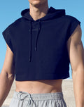 Black Supawear cropped hoodie from CITYBOYZ★USA, activewear with a relaxed fit and ribbed cuffs, displayed on a plain background.