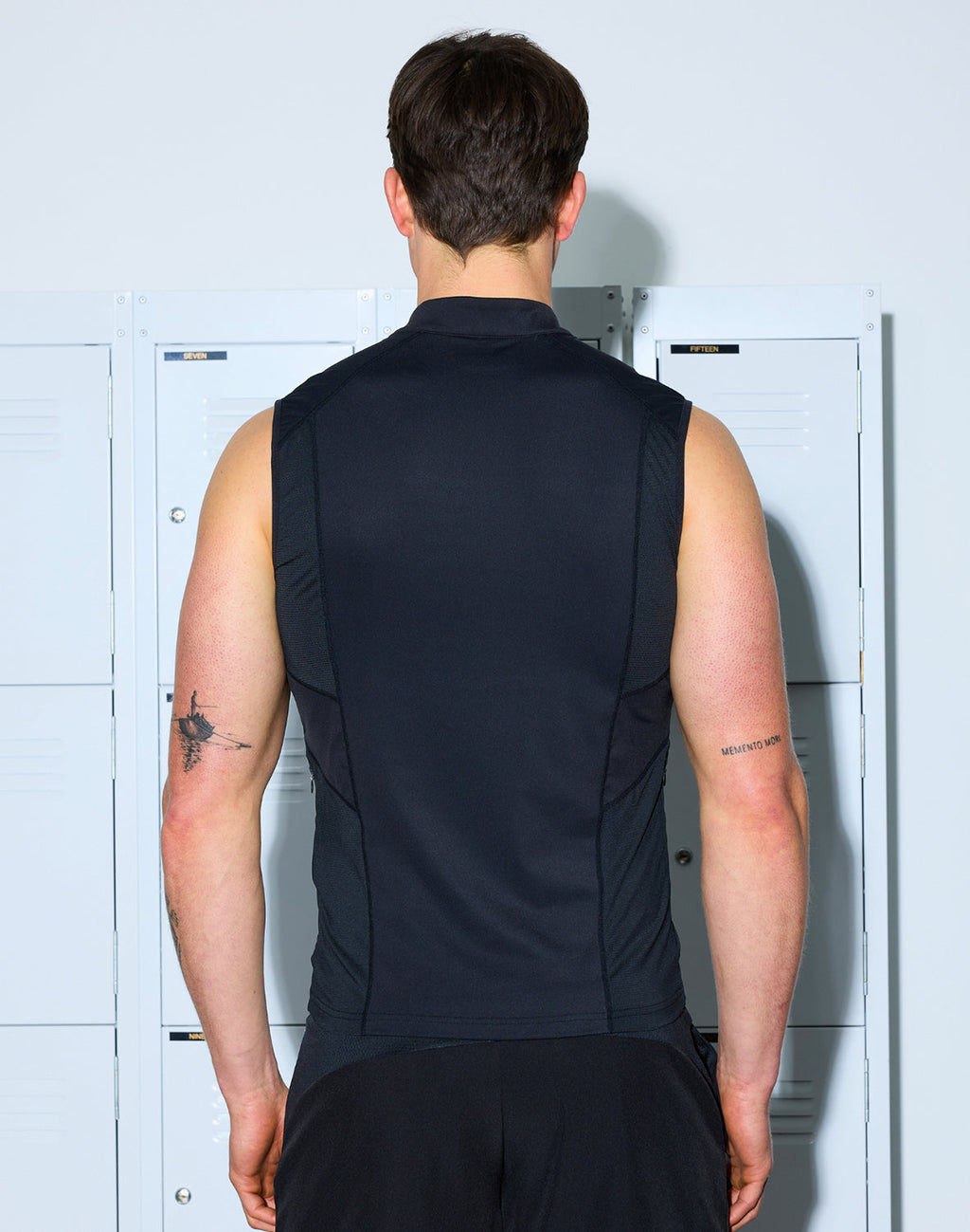 CITYBOYZ★USA Supawear Gym2Street half-zip athletic vest in black, featuring a sporty design and half-zip front for activewear.