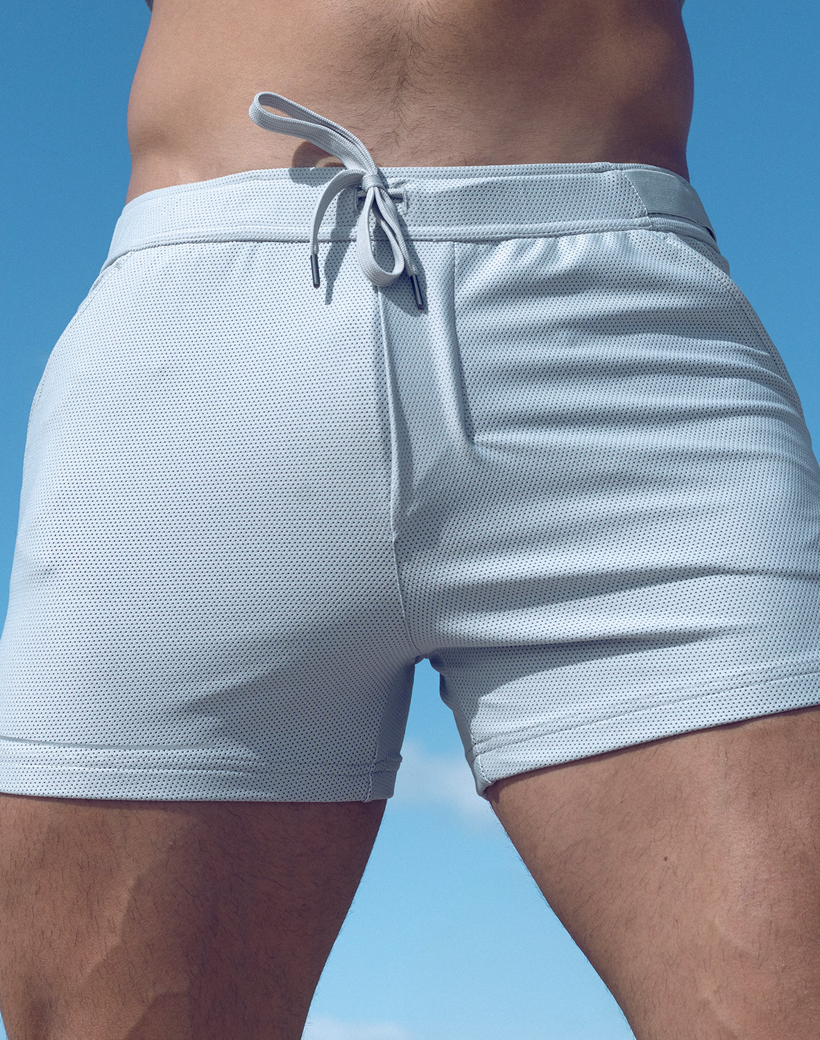 White Supawear SPR Mesh Shorts by CITYBOYZ★USA, athletic shorts with breathable mesh fabric, designed for active wear.